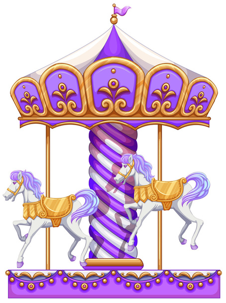 A purple merry-go-round ride - Vector, Image