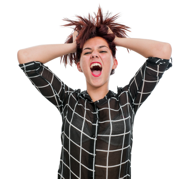 Shouting Teen girl with hands in hair - Photo, Image