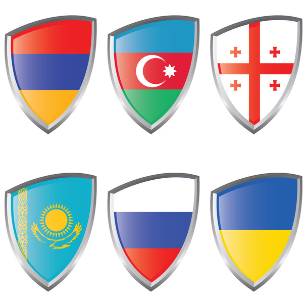East 1 Europe Shield Flag - Vettoriali, immagini