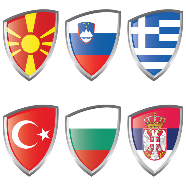 South 2 Europe Shield Flag - Vettoriali, immagini