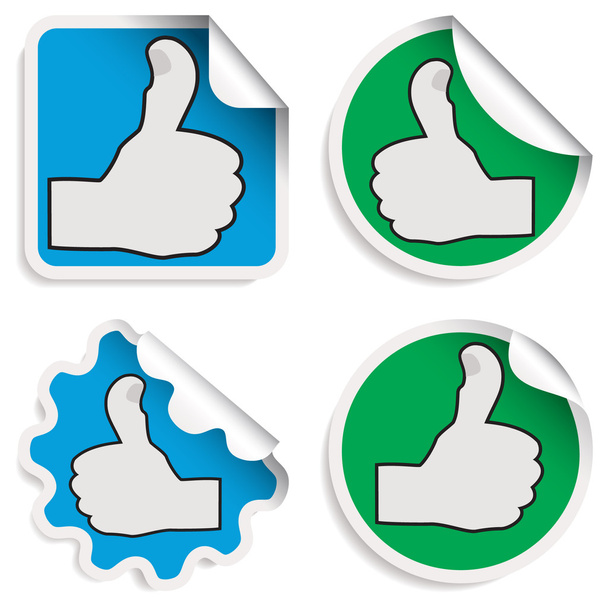 duim omhoog stickers - Vector, afbeelding