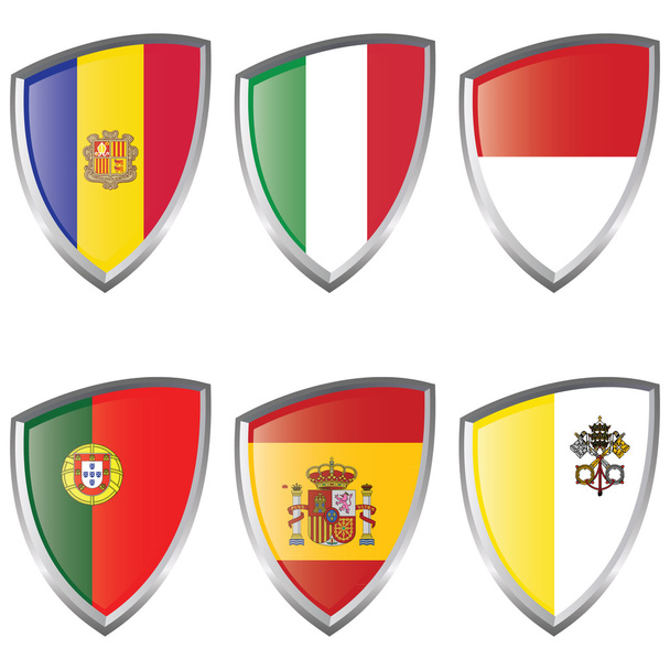 West 1 Europe Shield Flags - Διάνυσμα, εικόνα