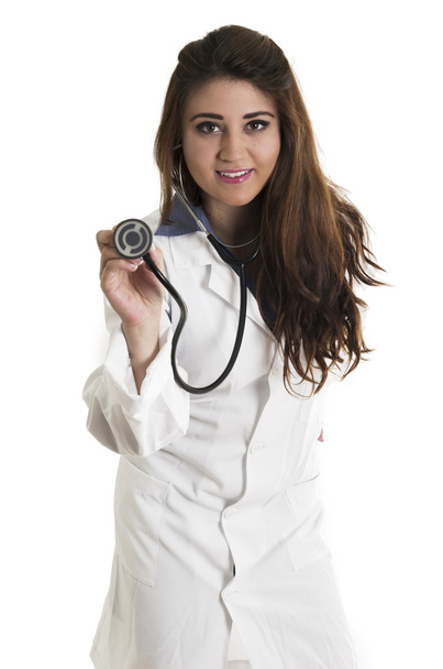 Young beautiful friendly female doctor with a stethoscope - Valokuva, kuva