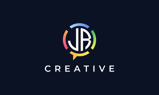 Creative Chat Initial Letters JR logo. This logo incorporate with abstract chat shape and letters. vector Illustration. - Vector, Image