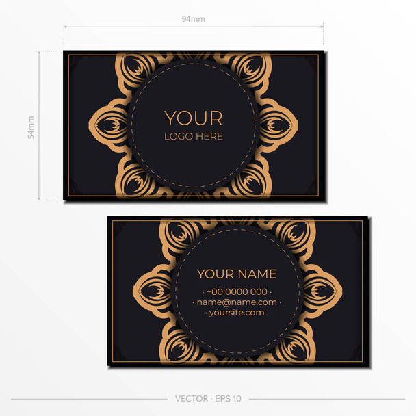 Modelo de cartão de convite com ornamento grego. Design de cartão postal vetorial elegante na cor preta com vintage - Vetor, Imagem