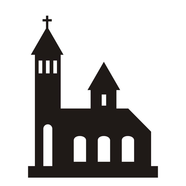 церковь, черный силуэт, векторная икона - Вектор,изображение