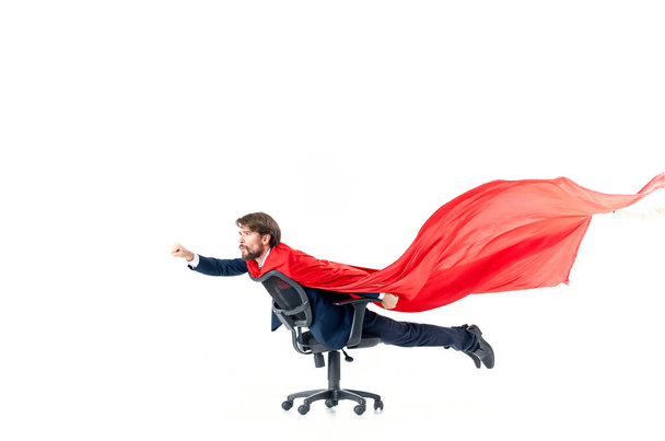 business man in suit red cloak superhero manager - Valokuva, kuva