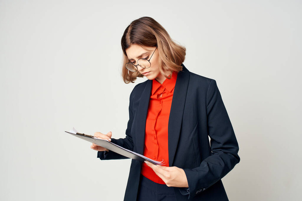 woman in business suit documents office work manager - Foto, Imagen