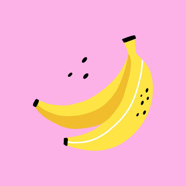 Banana branch. Exotic tropical fresh fruit, whole fruit on bright background vector cartoon minimalistic style isolated illustration, print or banner, label or poster, sticker - Vektori, kuva