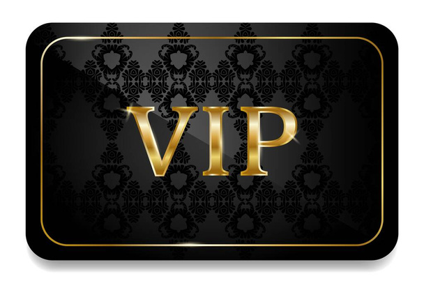 VIP картка в чорному з золотим і вінтажним візерунком
 - Вектор, зображення