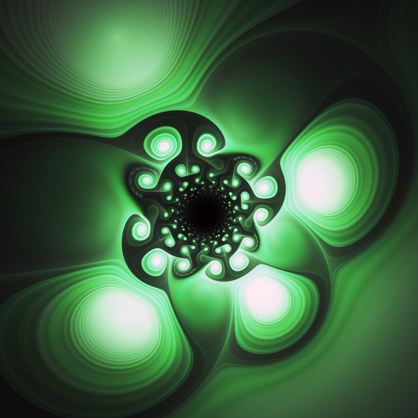 fractal verde oscuro espirales, ilustraciones digitales para diseño gráfico creativo - Zdjęcie, obraz