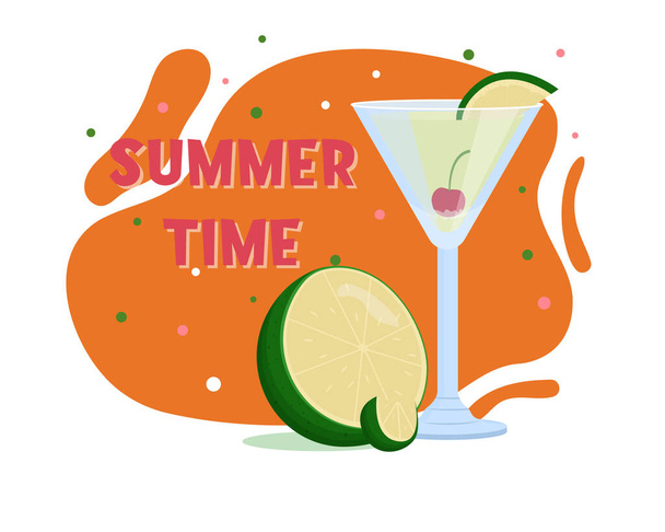 Cóctel kamikaze. Bebida de verano. Ilustración vectorial plana - Vector, Imagen