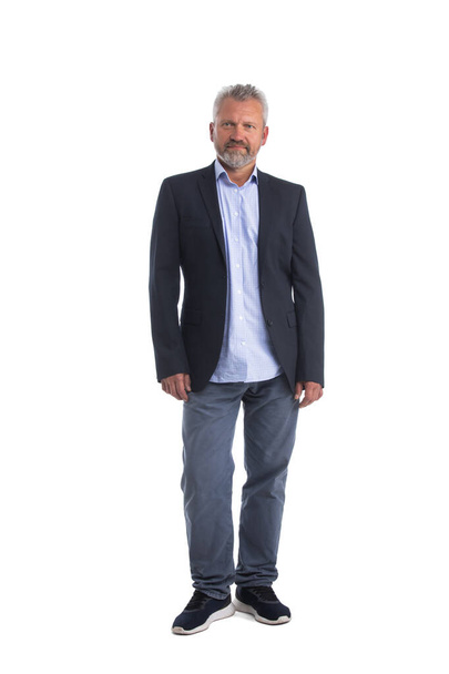 Confident mature businessman standing full length isolated on white background - Φωτογραφία, εικόνα