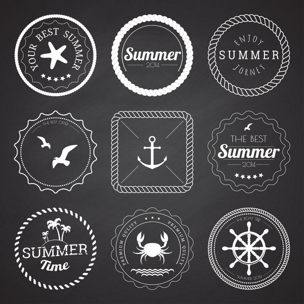 Set of 9 circle summer frames, borders - Vector, Imagen