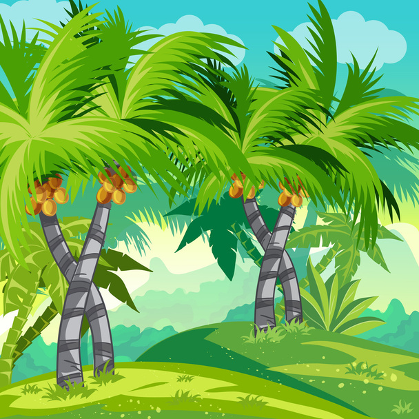 Jungle with coconut trees. - Vector, Image