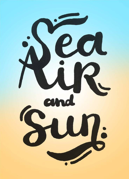 Illustrations colorées phrases dessiner à la main l'air marin et le soleil - Photo, image