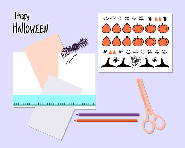 DIY banderas basadas en turnos para Halloween vacaciones vector ilustración. - Vector, Imagen
