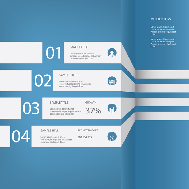 Infographics menu vector design with four options - Vetor, Imagem