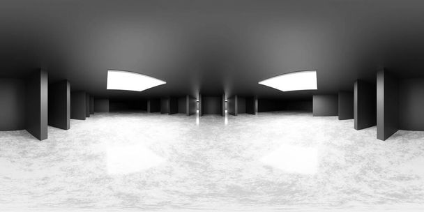 360 graden volledig panorama van industrieel modern design studio hal 3d weergave illustratie hdri hdr vr stijl design - Foto, afbeelding