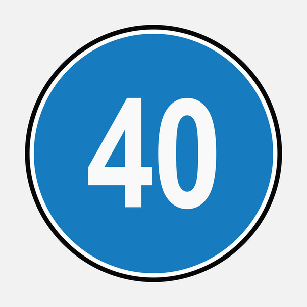 40最小速度制限青道路標識- 40速度制限交通標識編集可能なベクトルイラスト。安全速度コンセプト - ベクター画像
