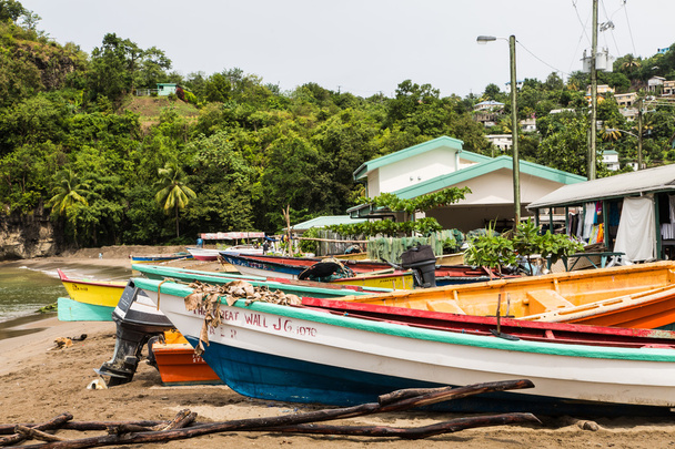 Barche colorate nel villaggio di pescatori di St Lucia
 - Foto, immagini