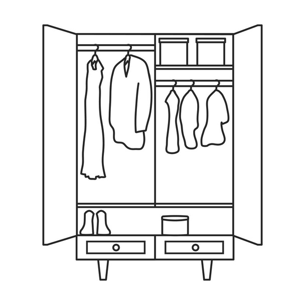 Cupboard vector icon.Outline vector icon isolated on white background cupboard. - Vektor, kép