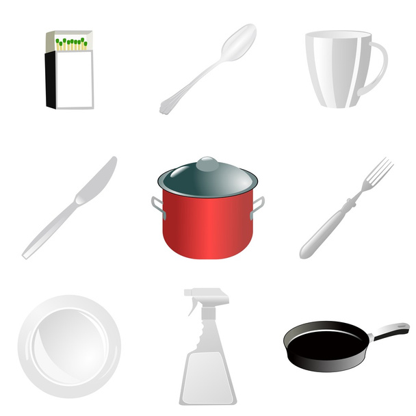 Set de utensilios de cocina
 - Vector, Imagen