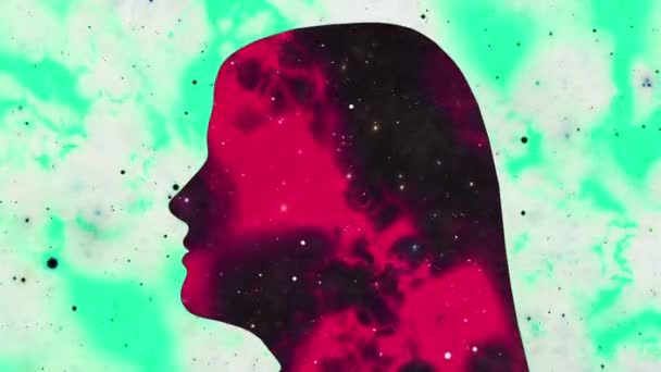 Surrealistinen värikäs muotokuva naisen siluetti - Materiaali, video