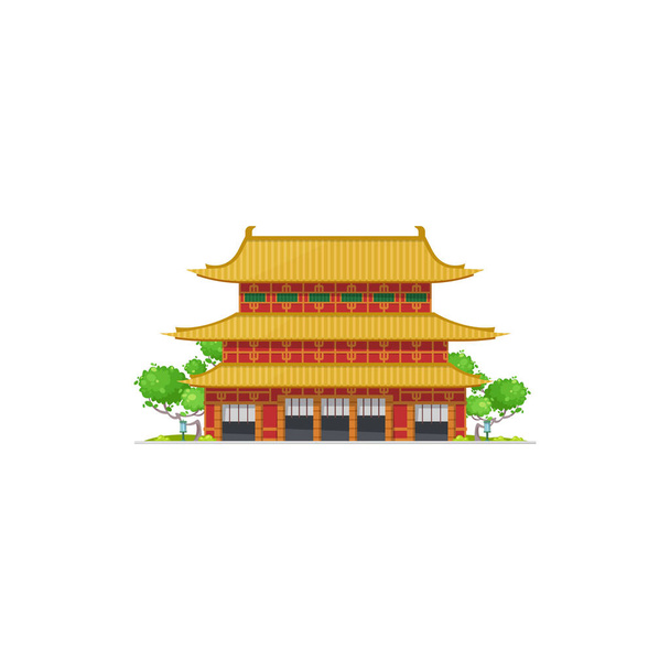 Starověký asijský chrám, pagoda orientační bod Číny izolované kreslené ikony. Vektorový orientální palác, východní dřevěná stavba. Čínský nebo japonský, korejský pagoda, turistické zajímavosti nebo okružní - Vektor, obrázek