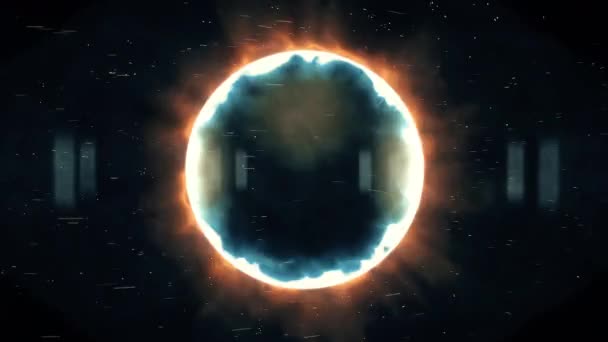 Αφηρημένο φόντο. φωτεινός στροβιλισμός.κύκλος σωματιδίων με μαύρη τρύπα - Πλάνα, βίντεο