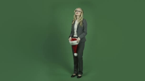 mujer de negocios en sombrero de Navidad
 - Metraje, vídeo