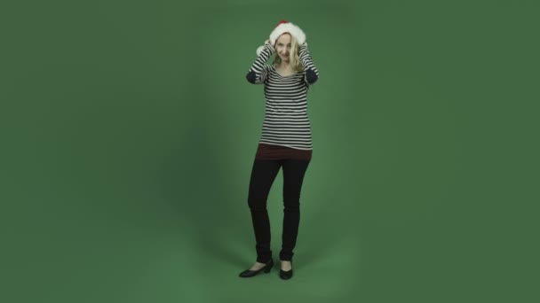 žena v vánoční santa hat - Záběry, video