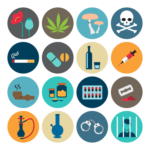 kábítószerek lapos ikon - Vektor, kép