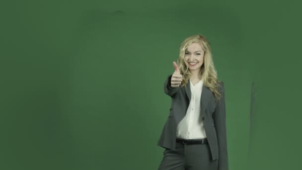 zakenvrouw gebaren duim omhoog teken - Video