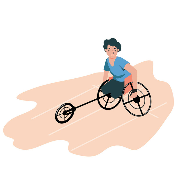 Illustrazione vettoriale piatta in stile cartone animato, atleta uomo su ruote - Foto, immagini