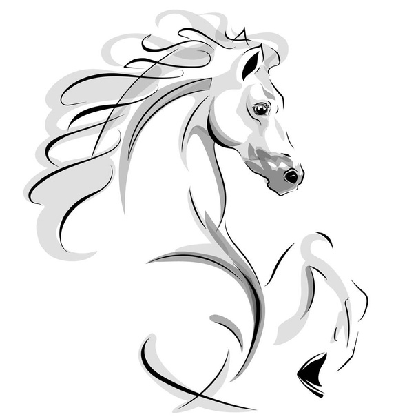 白い背景に子育て馬のベクトル画像 - ベクター画像