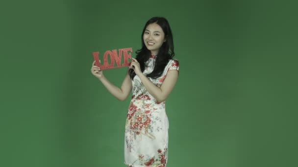 Asian woman with love word - Footage, Video