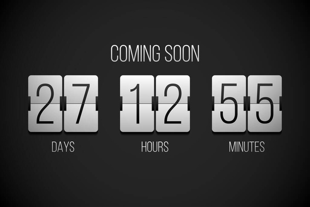 Coming soon flip countdown clock counter timer on a black background - Photo, Image