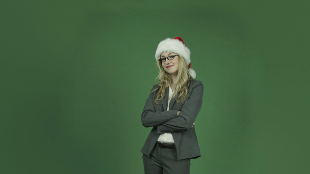 επιχειρηματίας φορώντας καπέλο Χριστούγεννα - Πλάνα, βίντεο