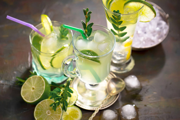 Refreshing summer alcoholic cocktail with crushed ice and citrus fruits - Foto, Bild