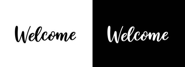 The word Welcome in hand lettering style. Modern handwritten calligraphic text. Vector typography design. - Vector, Image