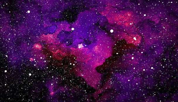 Векторная космическая иллюстрация. Красивый красочный космический фон. Акварельная косметика - Вектор,изображение