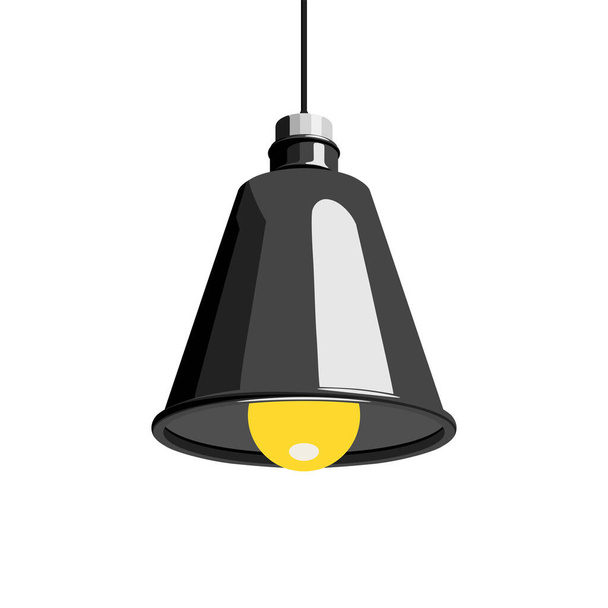 Závěsná lampa, přívěsná lampa nebo stropní lampa. Domácí, kancelářské nebo bar osvětlení koncept. Vektorová ilustrace izolovaná na bílém pozadí - Vektor, obrázek