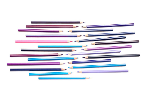 Colorful pencils on white background - Photo, Image