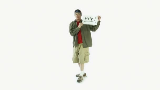 Senior man holding help sign - Imágenes, Vídeo