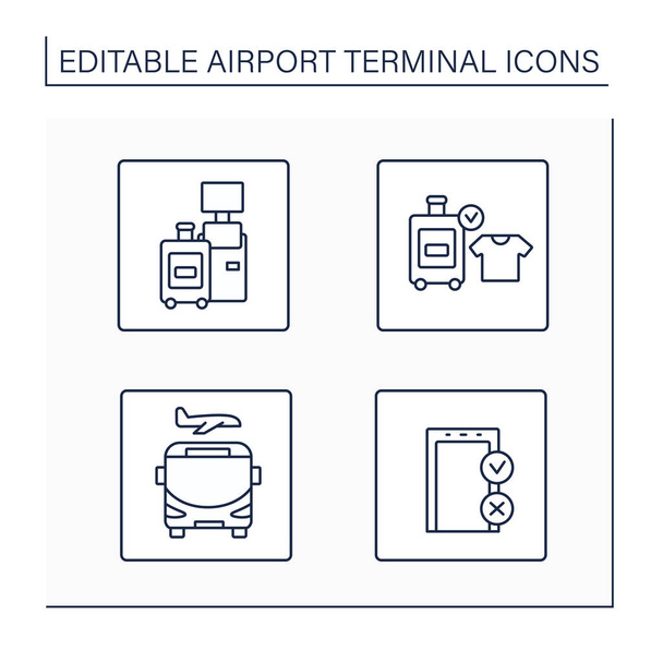 Airport terminal line icons set - Vector, Image