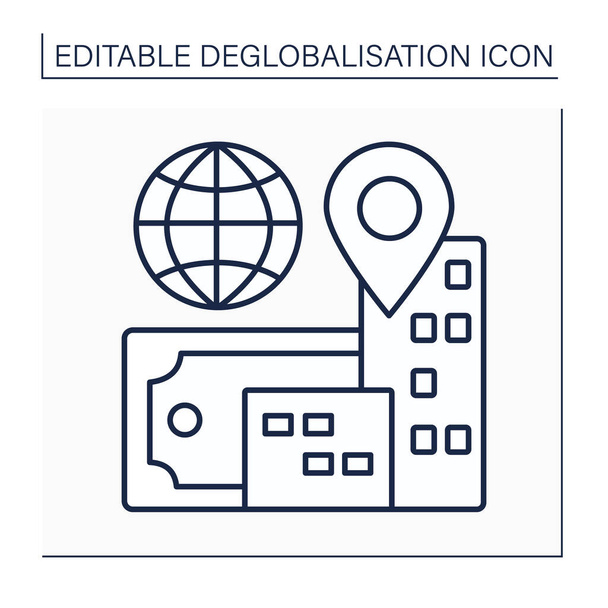 Reverse globalization line icon - Vector, Image