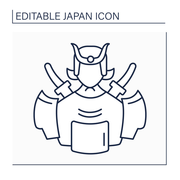 Ícone de linha Samurai - Vetor, Imagem