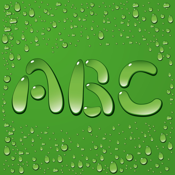 緑色の背景で水ドロップの文字 - ベクター画像