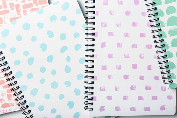 Stylish notebooks as background, closeup - Photo, Image